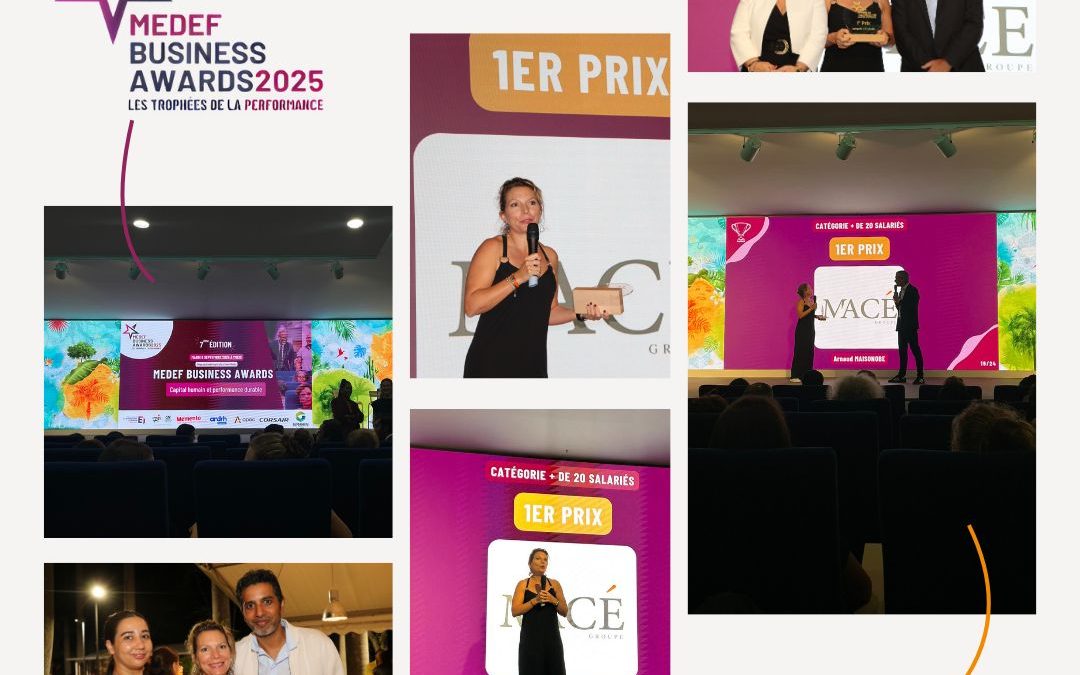 Le MEDEF Business Awards – Groupe Macé a eu l’immense privilège de recevoir le Prix OR, 1er prix pour l’ensemble de ses actions RH et RSE.